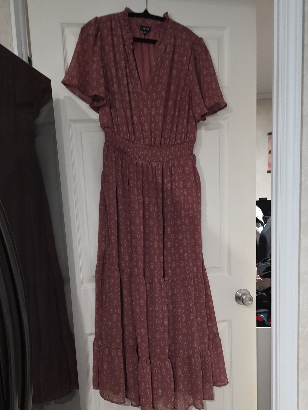 torrid Dusty Rose Printed V-Neck Maxi Dress
